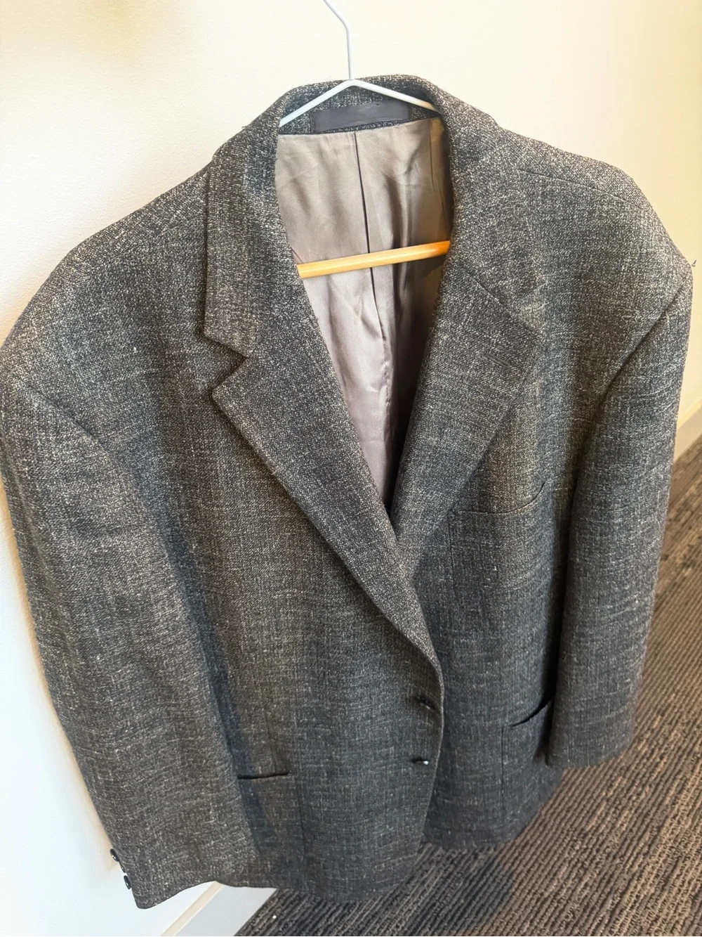 Vintage Monsieur by Givenchy Brown Textured Wool Blend Blazer